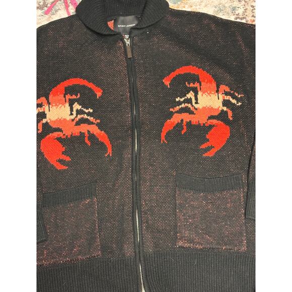 Spirit Jersey Los Angeles Scorpion Knit Zip Cardigan Sweater Black Red L - Picture 7 of 7
